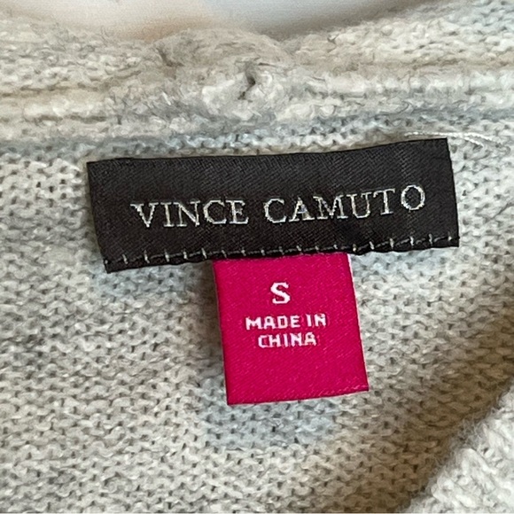 Vince Camuto Gray & Navy Striped Knitted Pullover Hooded Sweater Size Small NWT - Picture 5 of 7